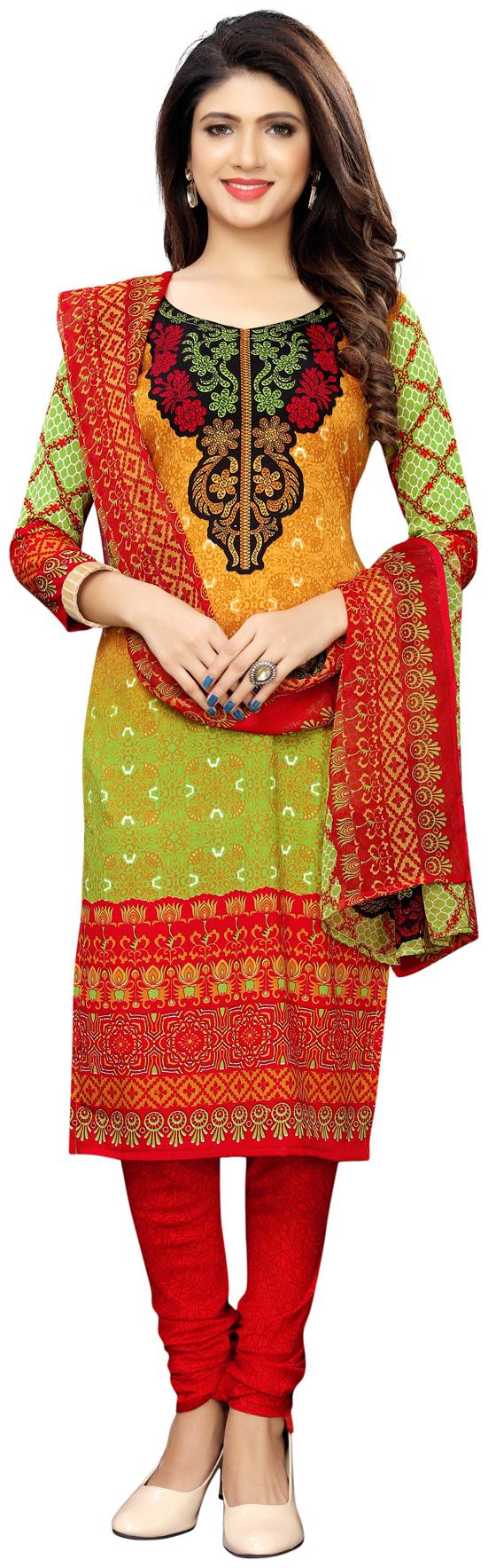 

Swaron Green Unstitched Kurta with bottom dupatta With dupatta Dress Material