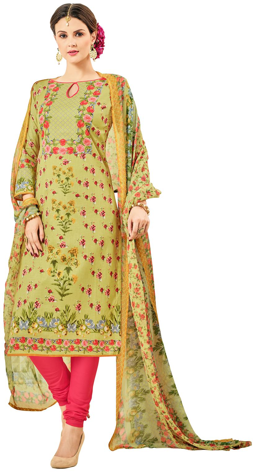 

Swaron Green Unstitched Kurta with bottom dupatta With dupatta Dress Material