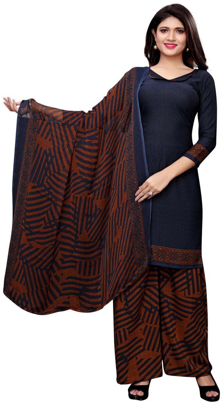 

Swaron Navy blue Unstitched Kurta with bottom dupatta With dupatta Dress Material