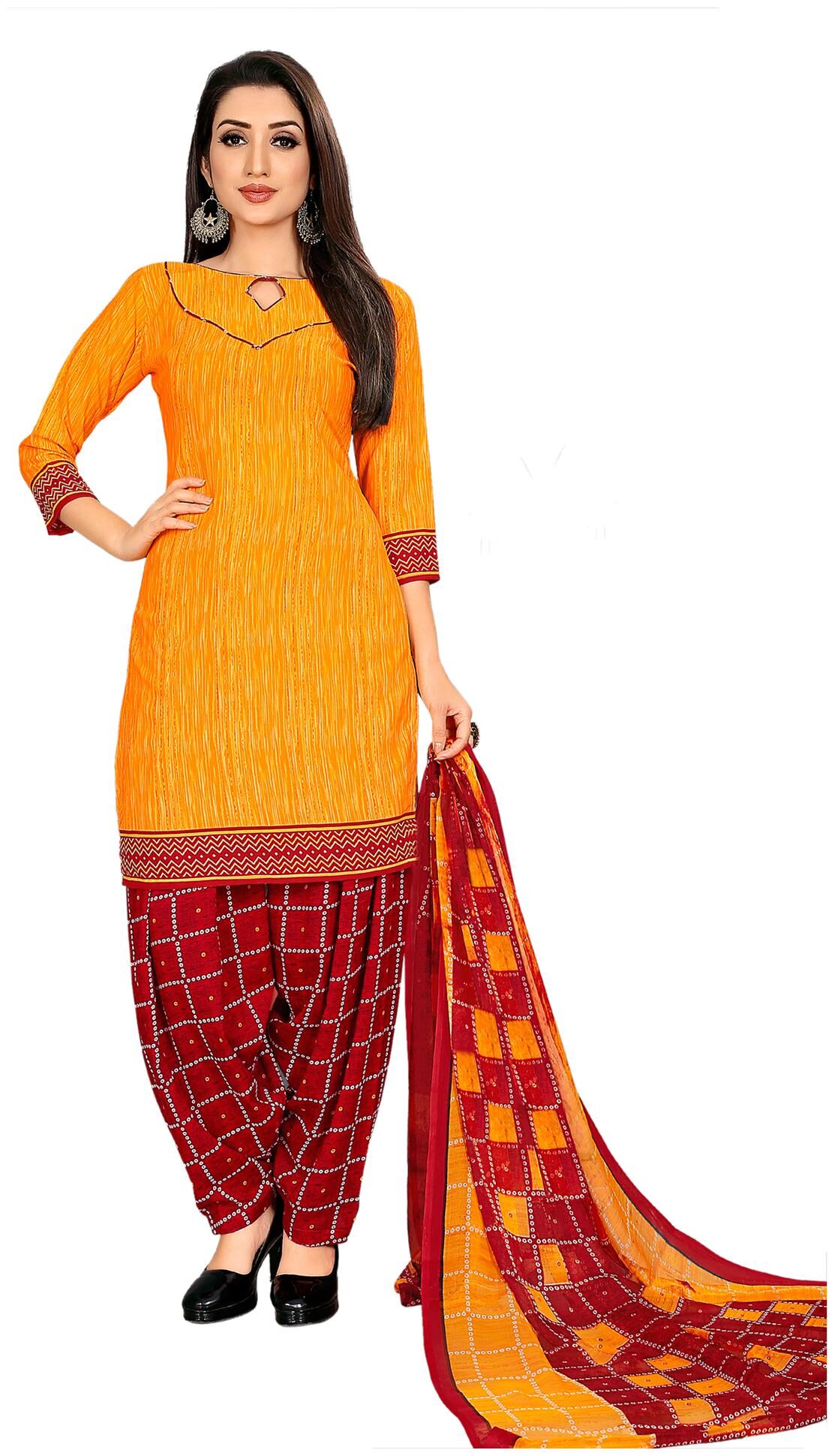 

Swaron Yellow Unstitched Kurta with bottom dupatta With dupatta Dress Material