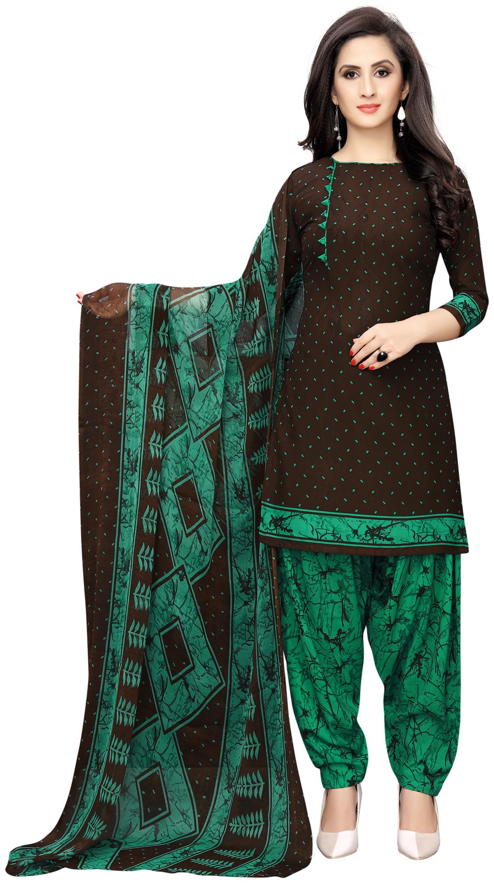 

Swaron Brown Unstitched Kurta with bottom dupatta With dupatta Dress Material