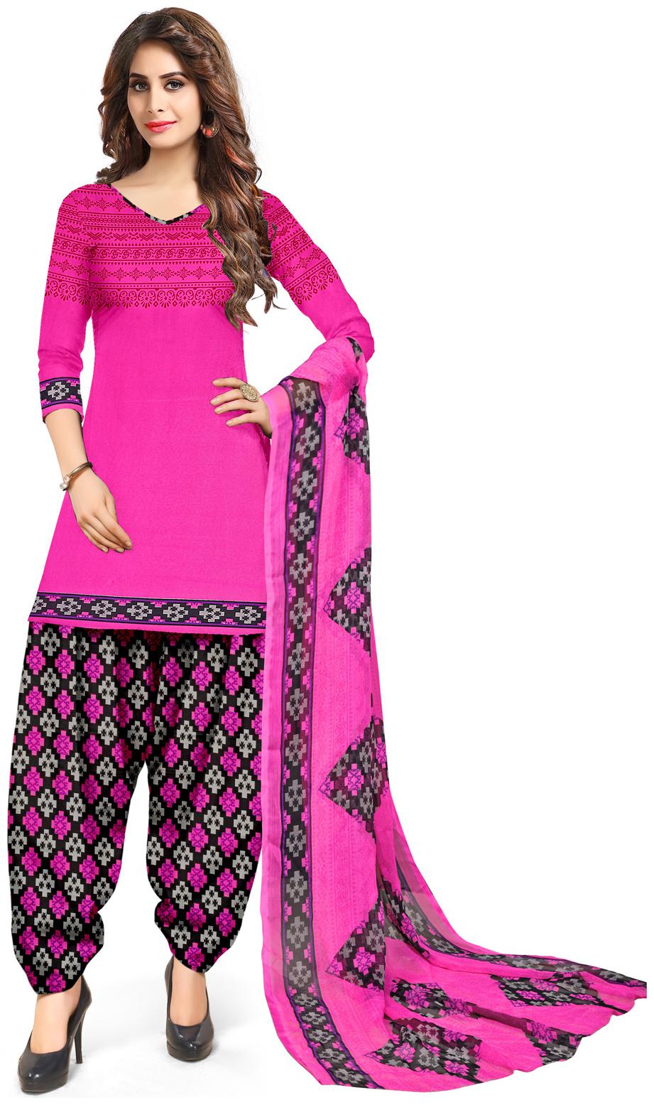 

Swaron Pink Unstitched Kurta with bottom dupatta With dupatta Dress Material