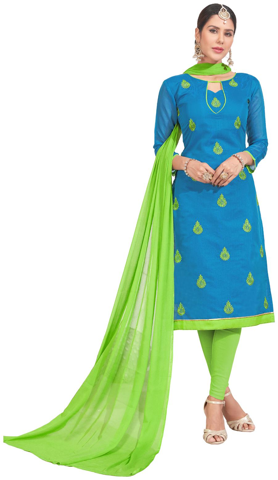 

Swaron Blue Unstitched Kurta with bottom dupatta With dupatta Dress Material