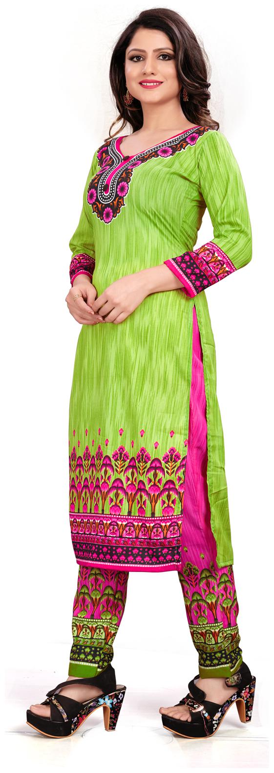 

Swaron Green Unstitched Kurta with bottom dupatta With dupatta Dress Material