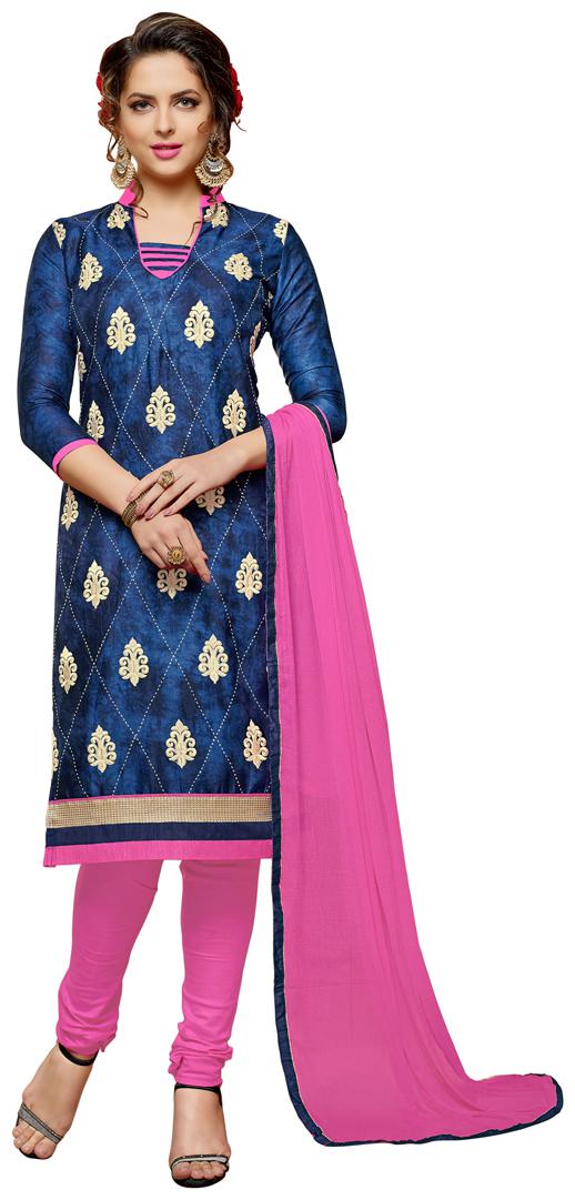 

Swaron Navy blue Unstitched Kurta with bottom dupatta With dupatta Dress Material