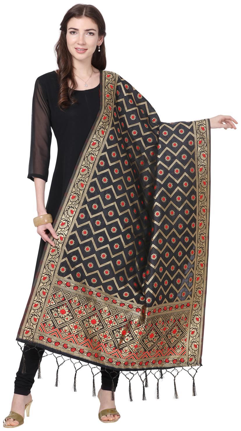 

Swaron Women Silk Black Dupatta
