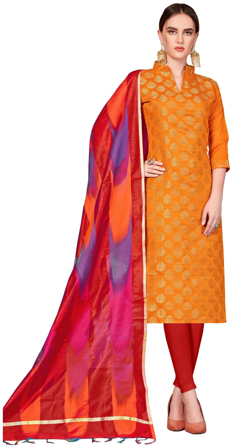 

Swaron Yellow Unstitched Kurta with bottom dupatta With dupatta Dress Material