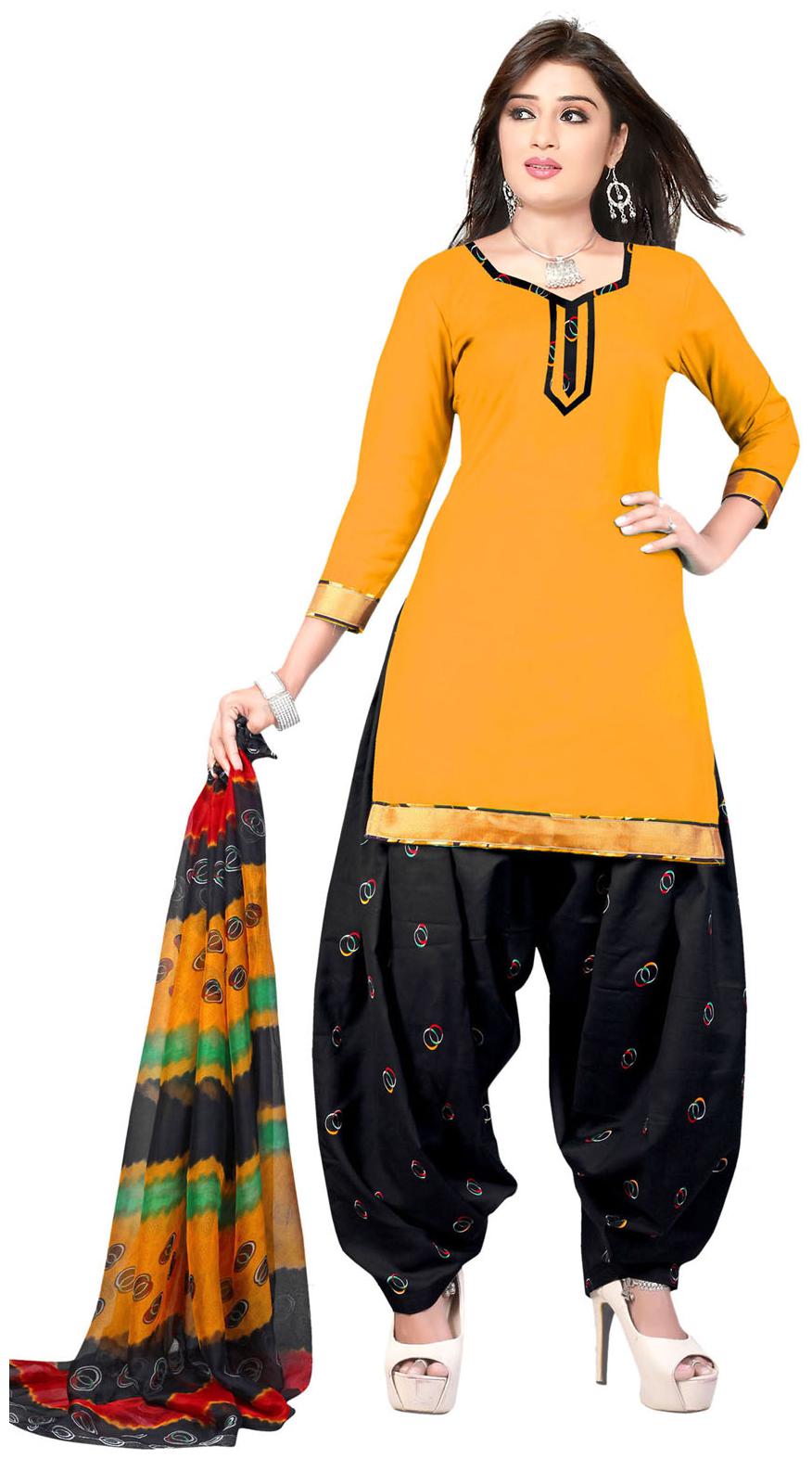

Swaron Yellow Unstitched Kurta with bottom dupatta With dupatta Dress Material