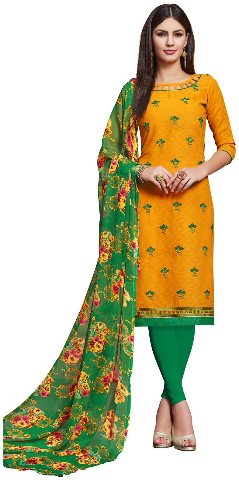 

Swaron Yellow Unstitched Kurta with bottom dupatta With dupatta Dress Material