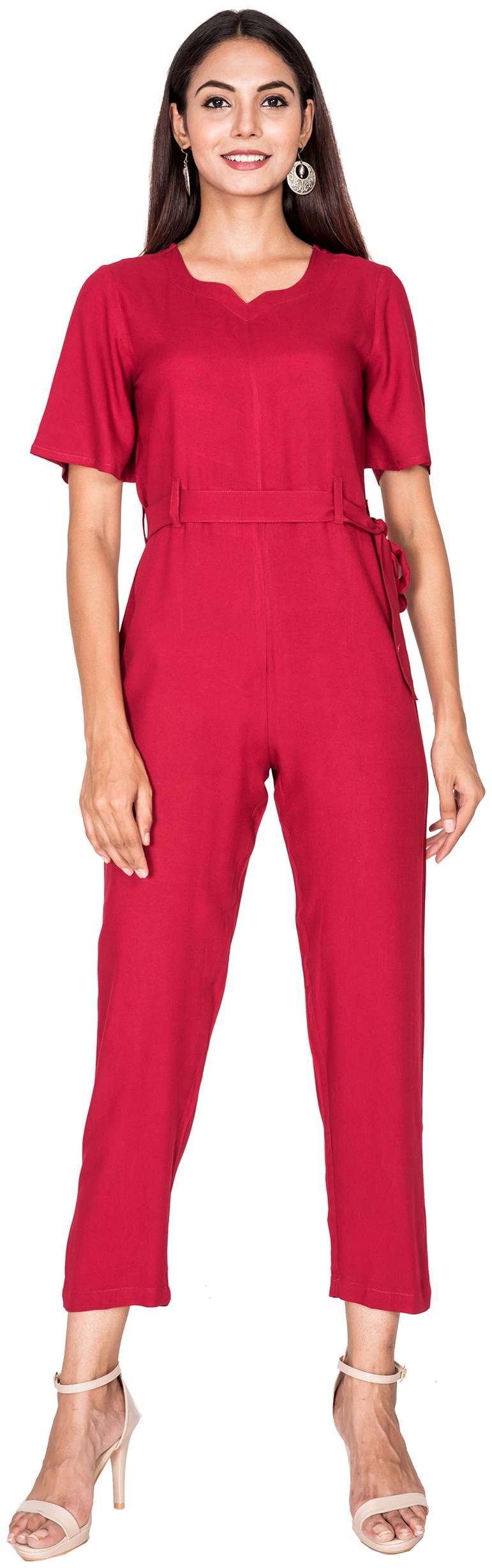 

Swasti Solid Jumpsuit - Red