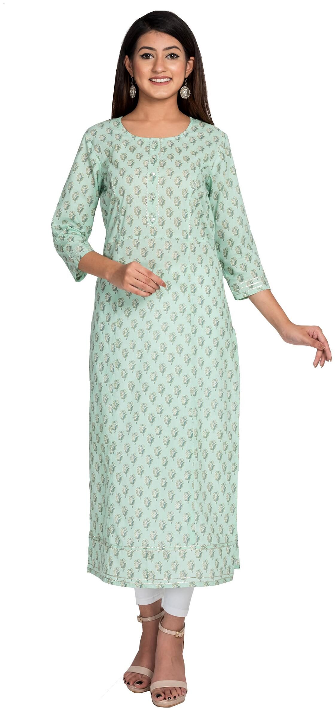

Swasti Women Green Floral Regular Kurti