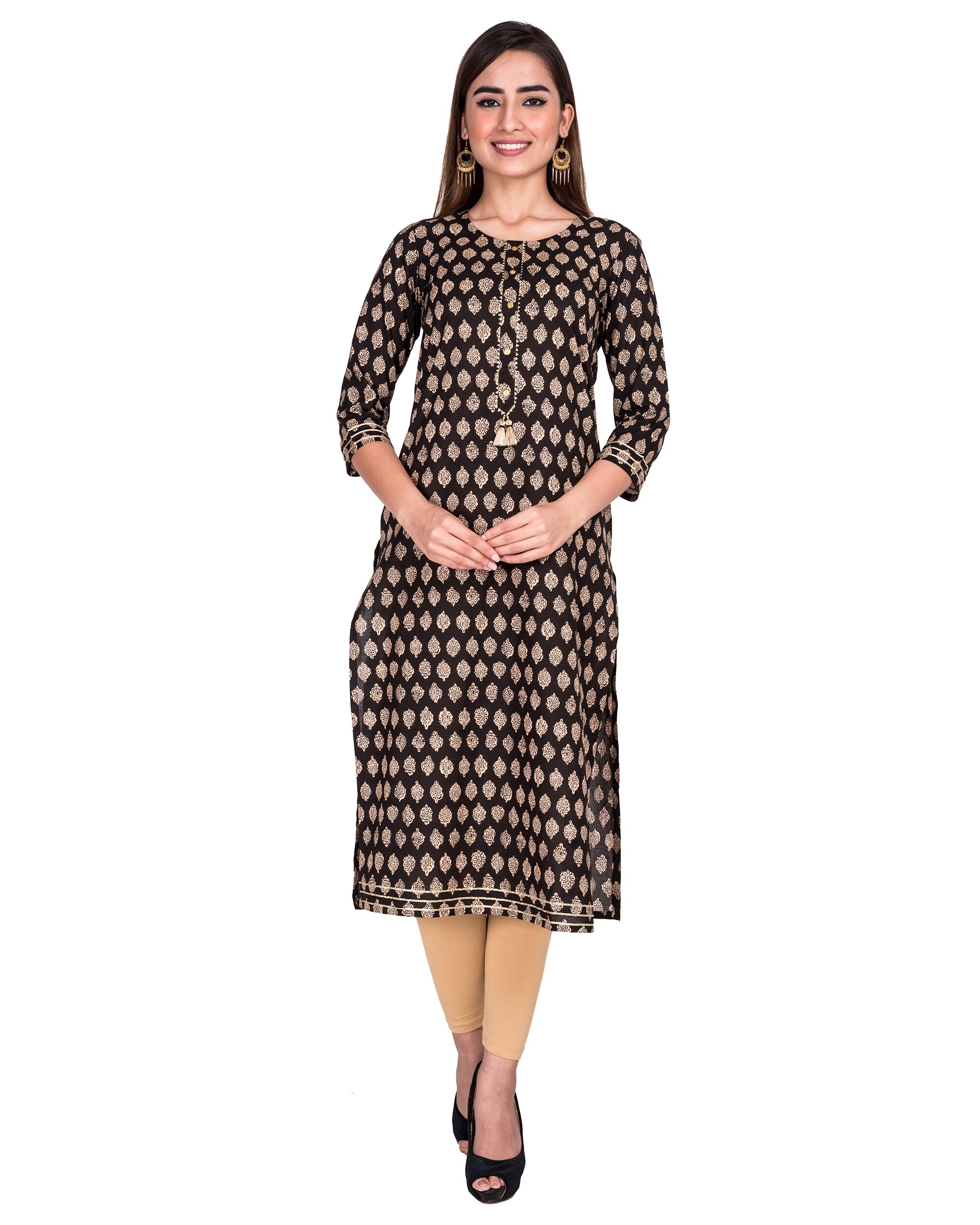 

Swasti Women Black Printed Regular Kurti