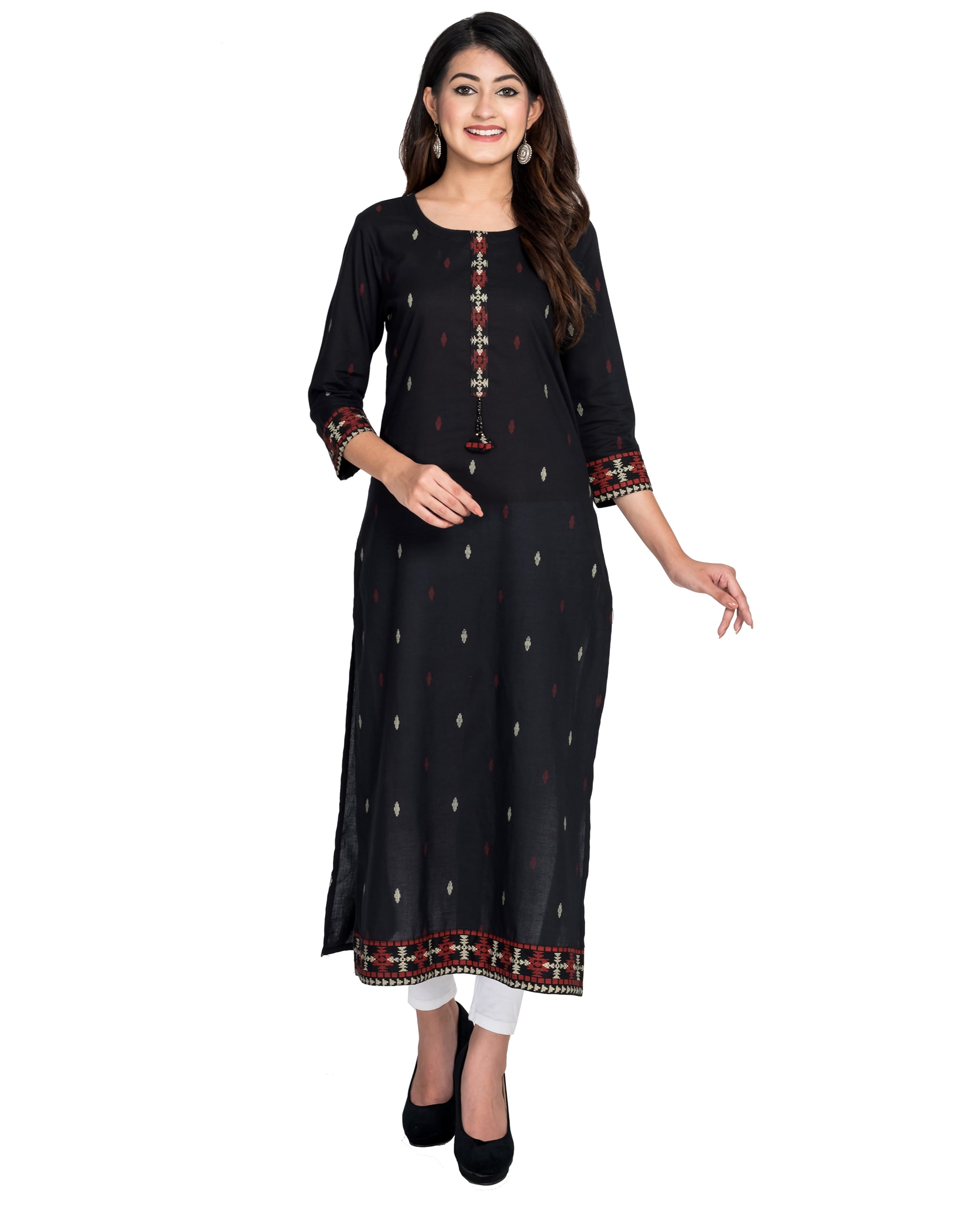 

Swasti Women Black Printed Straight Kurti