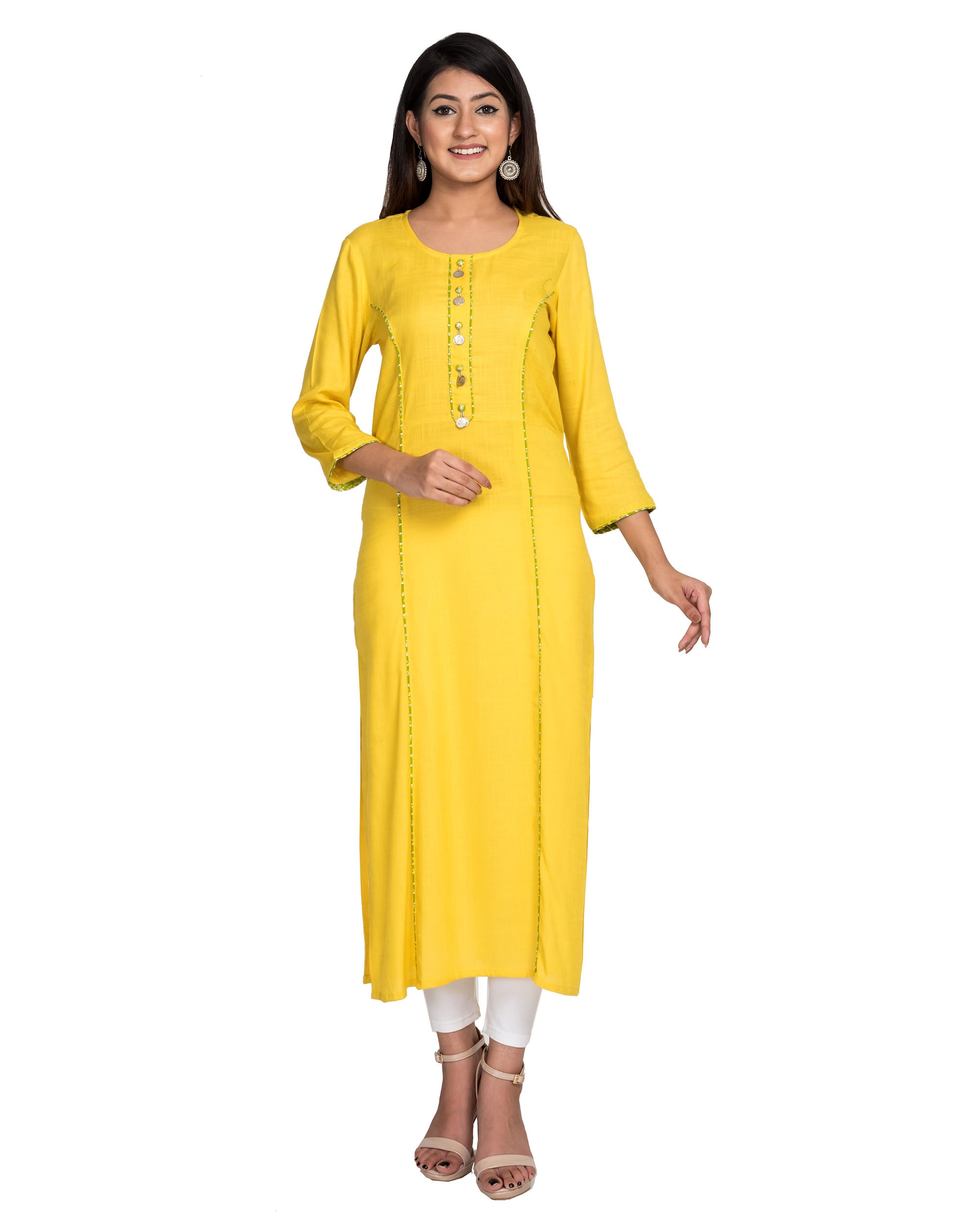 

Swasti Women Yellow Solid Straight Kurti
