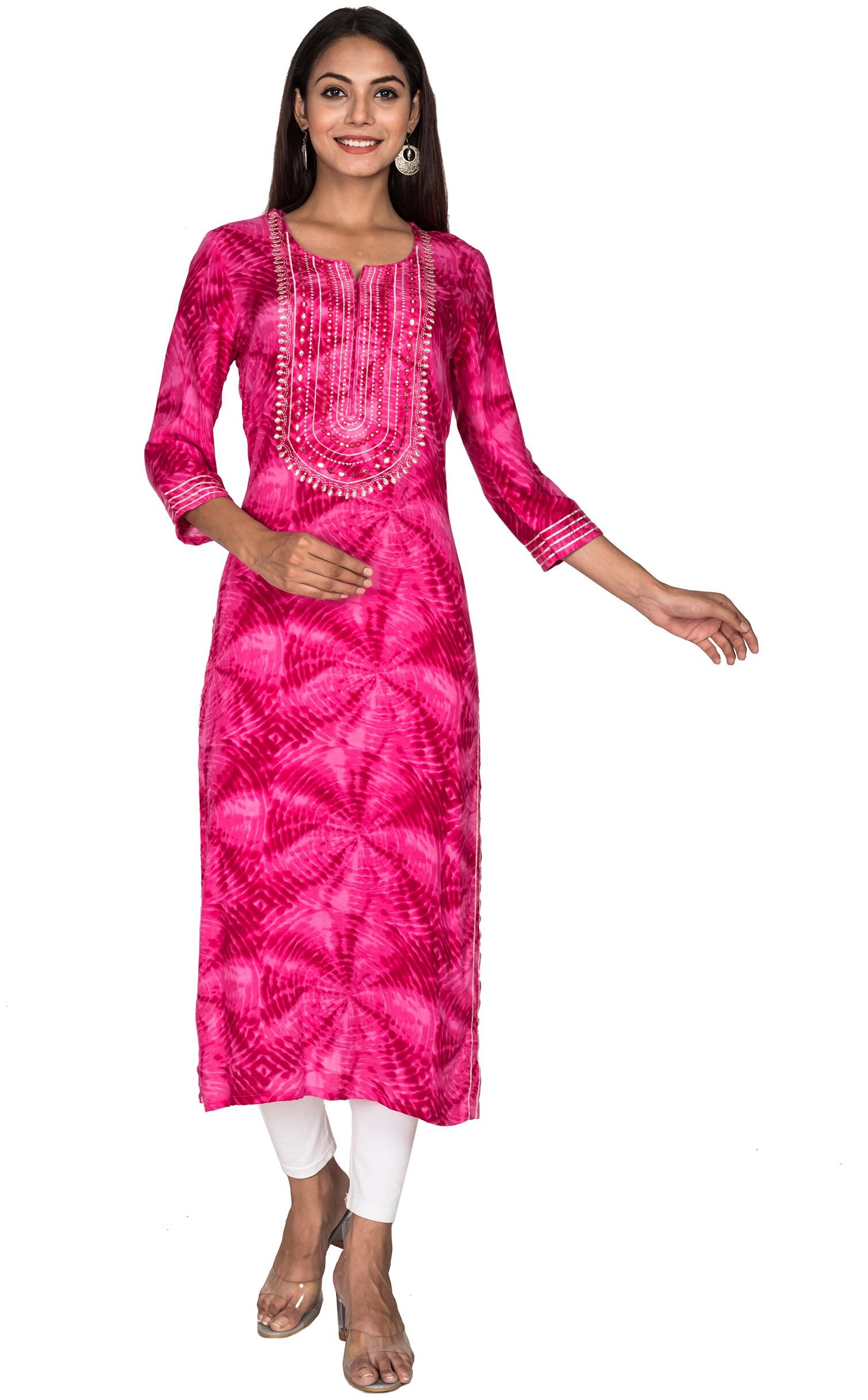 

Swasti Women Pink Embroidered Regular Kurti