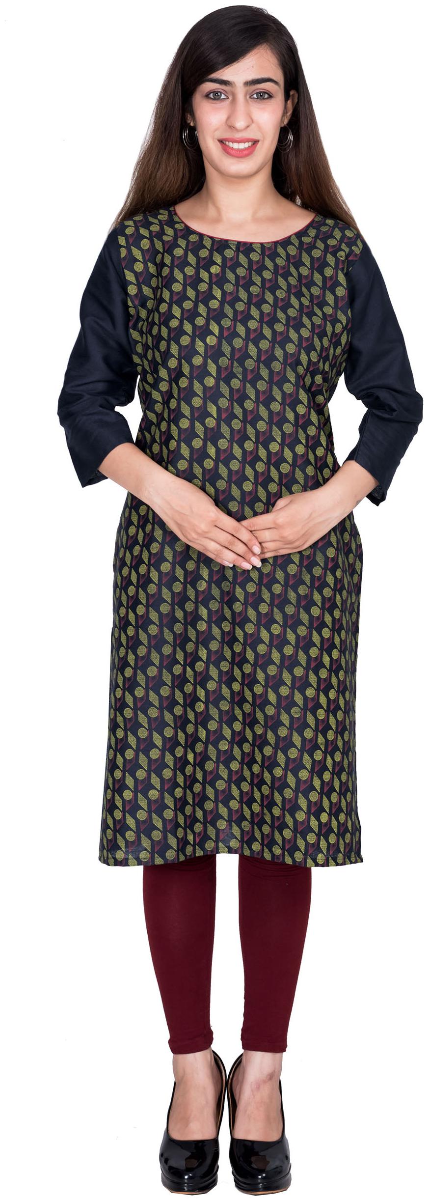 

Swasti Women Black Printed Regular Kurti