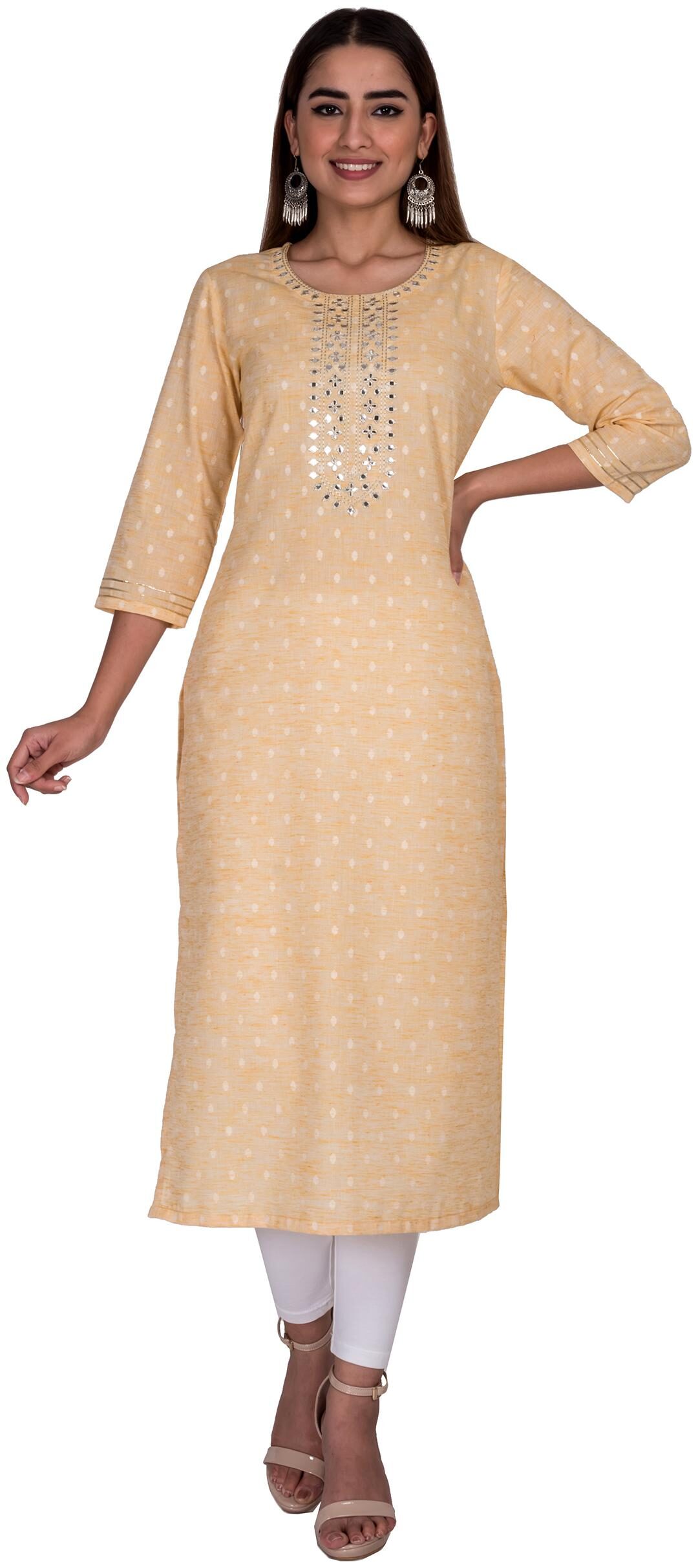 

Swasti Women Yellow Embroidered Regular Kurti