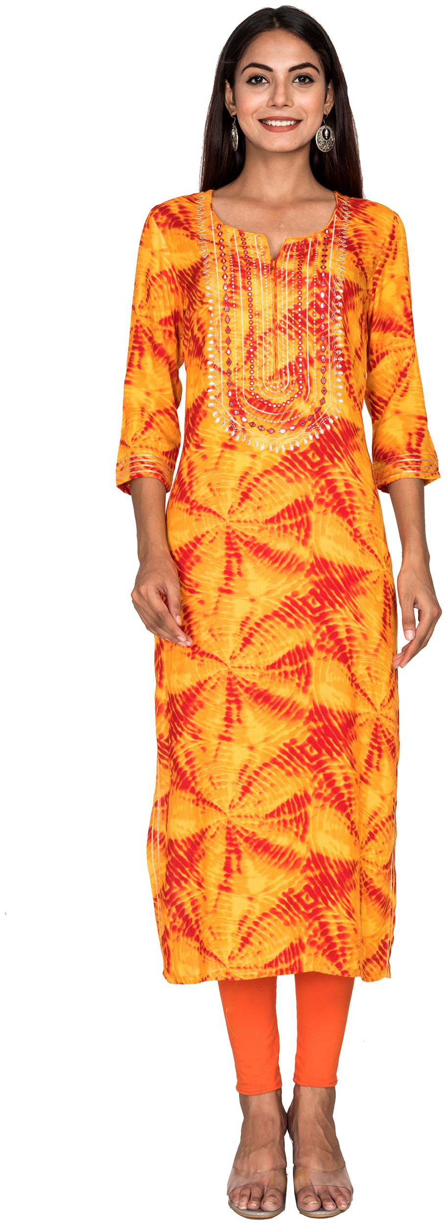 

Swasti Women Orange Printed Regular Kurti