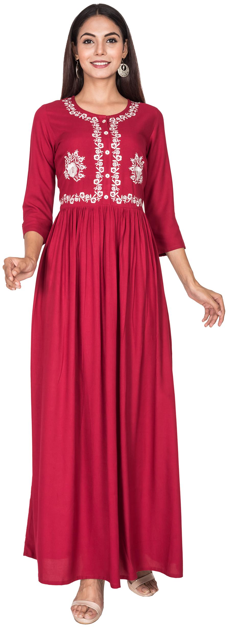 

Swasti Pink Embroidered Maxi dress