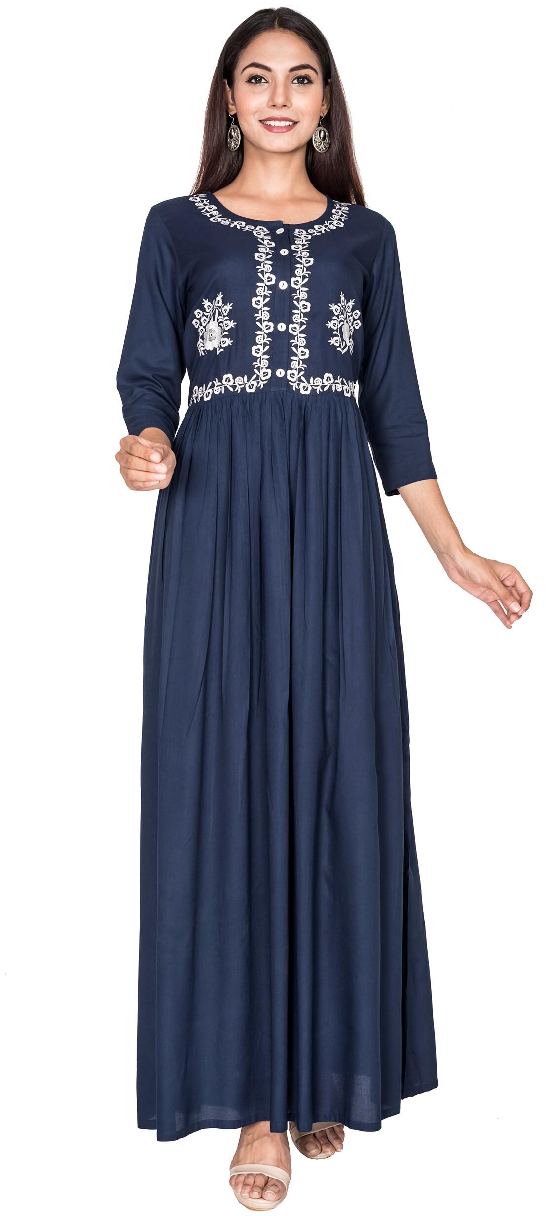 

Swasti Blue Embroidered Maxi dress
