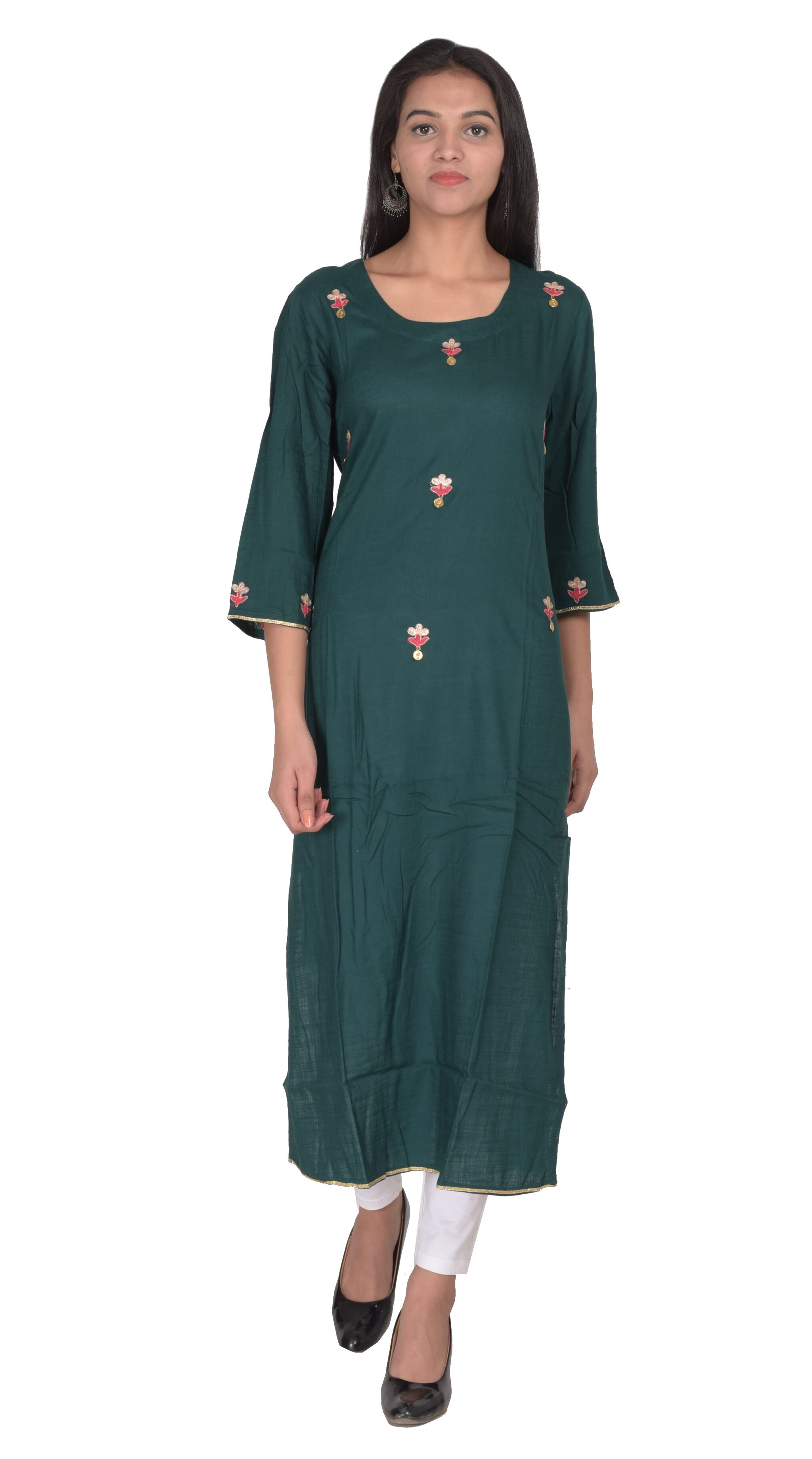 

Swasti Women Green Embroidered Regular Kurti