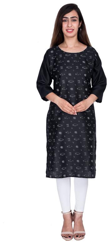 

Swasti Women Black Printed Regular Kurti