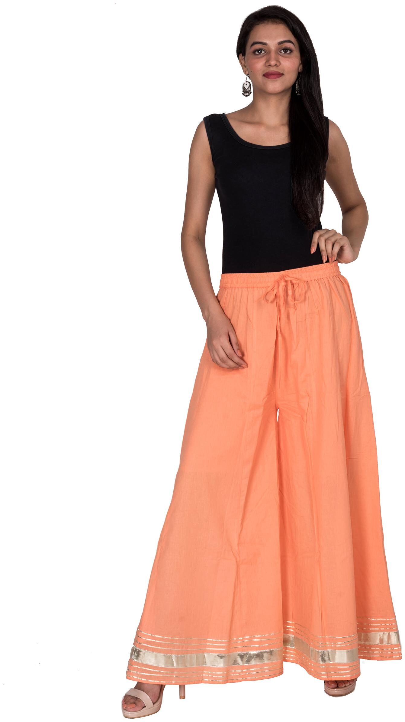 

Swasti Peach Solid Wide Leg Palazzo