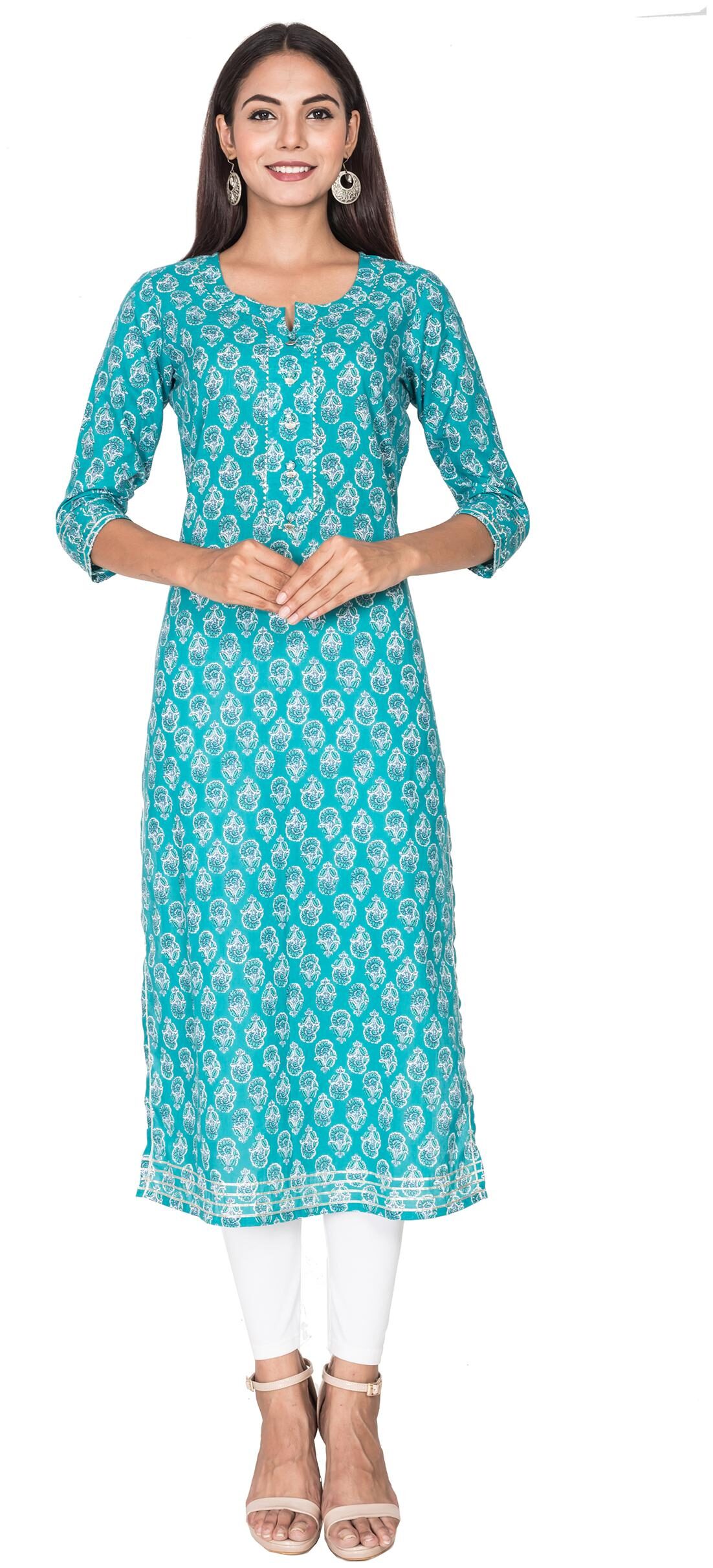 

Swasti Women Blue Floral Straight Kurta