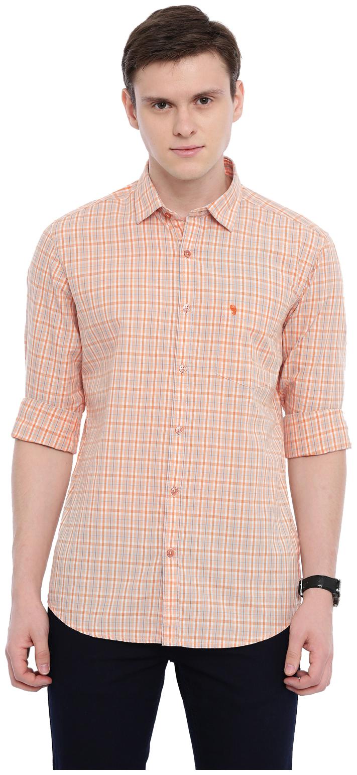 

Swiss Club Men Orange Checked Slim Fit Casual Shirt