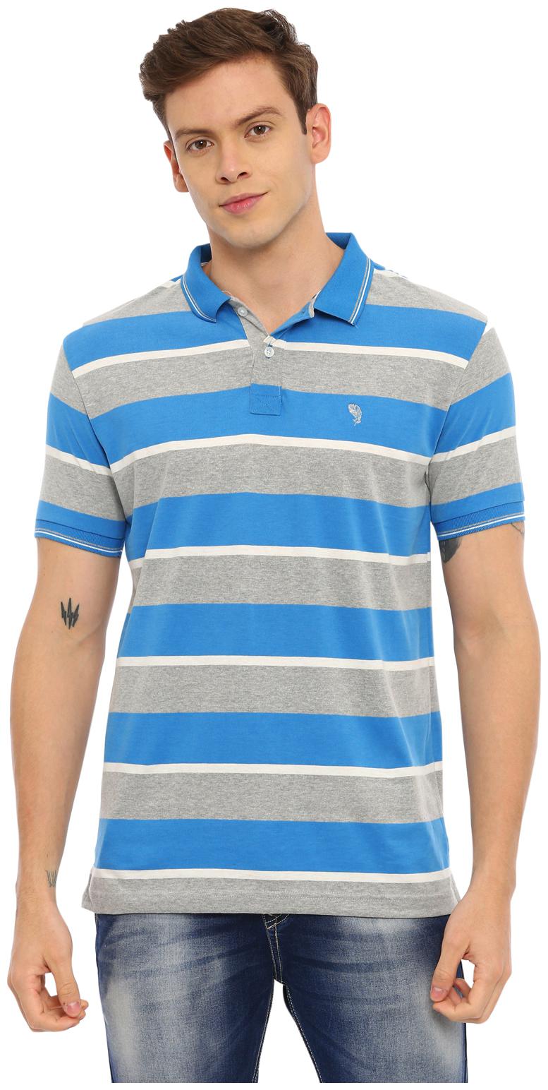 

Swiss Club Men Grey Blue Slim fit Cotton Blend Polo collar T-Shirt - Pack Of 1