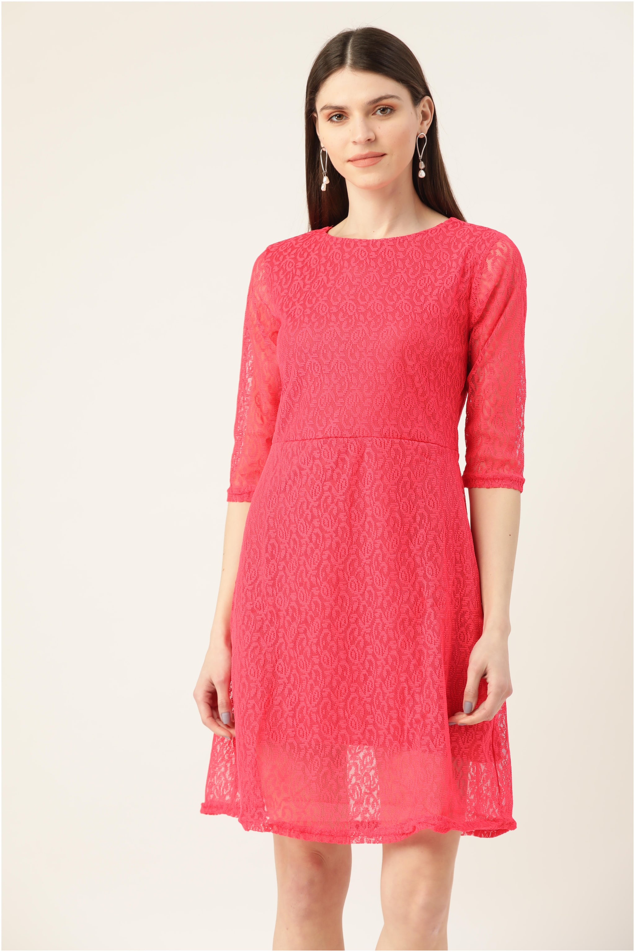 

Taaruush Cotton Floral Pink A Line Dress Women