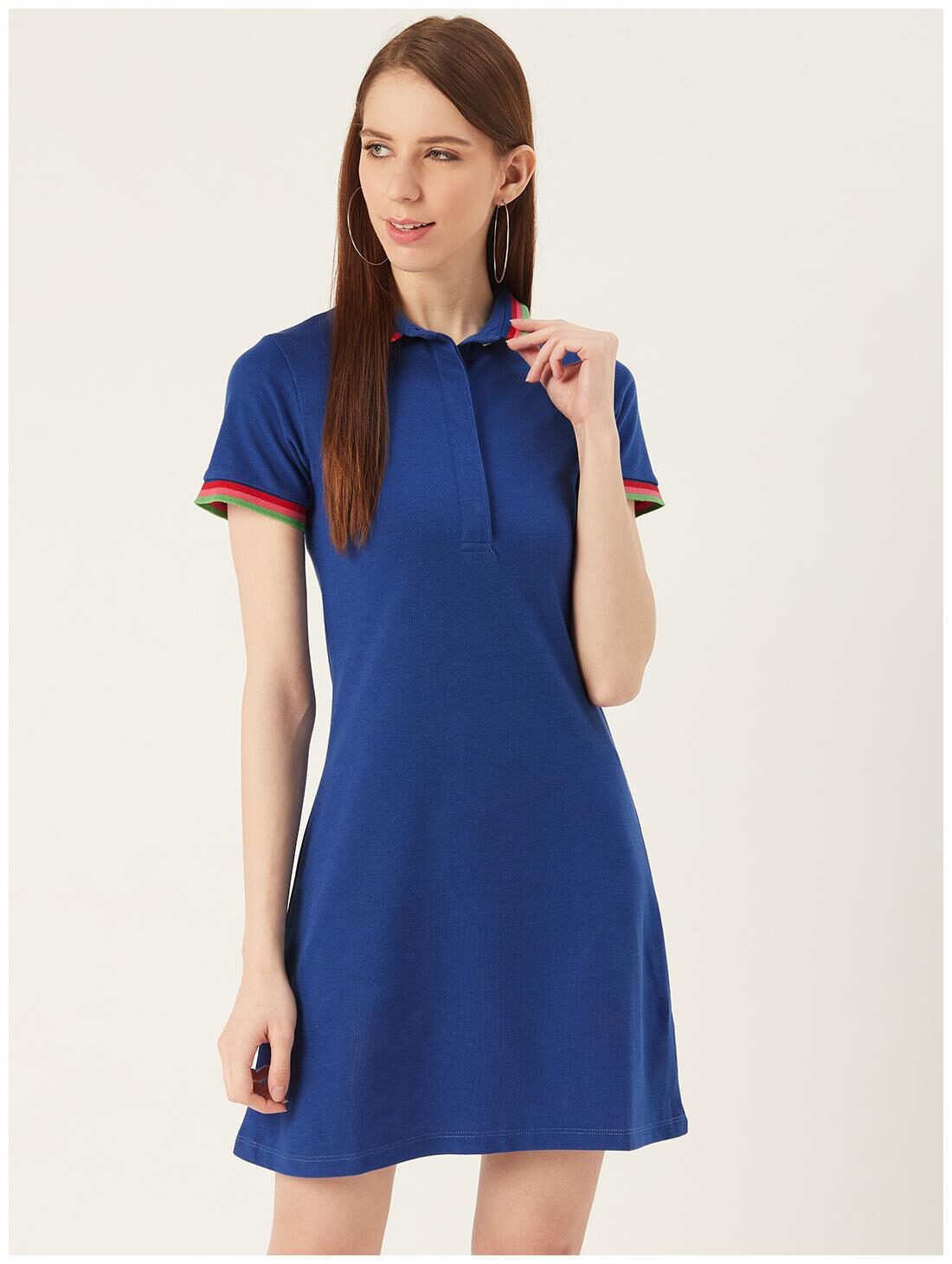 

TAARUUSH Blue Solid T shirt dress