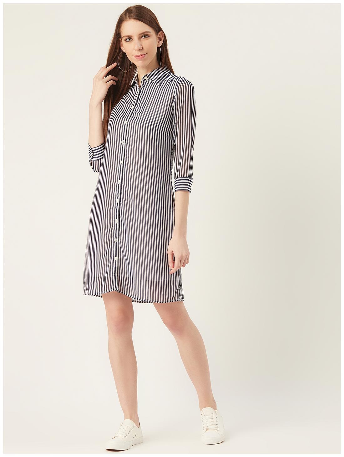 

TAARUUSH Blue Striped Shirt dress
