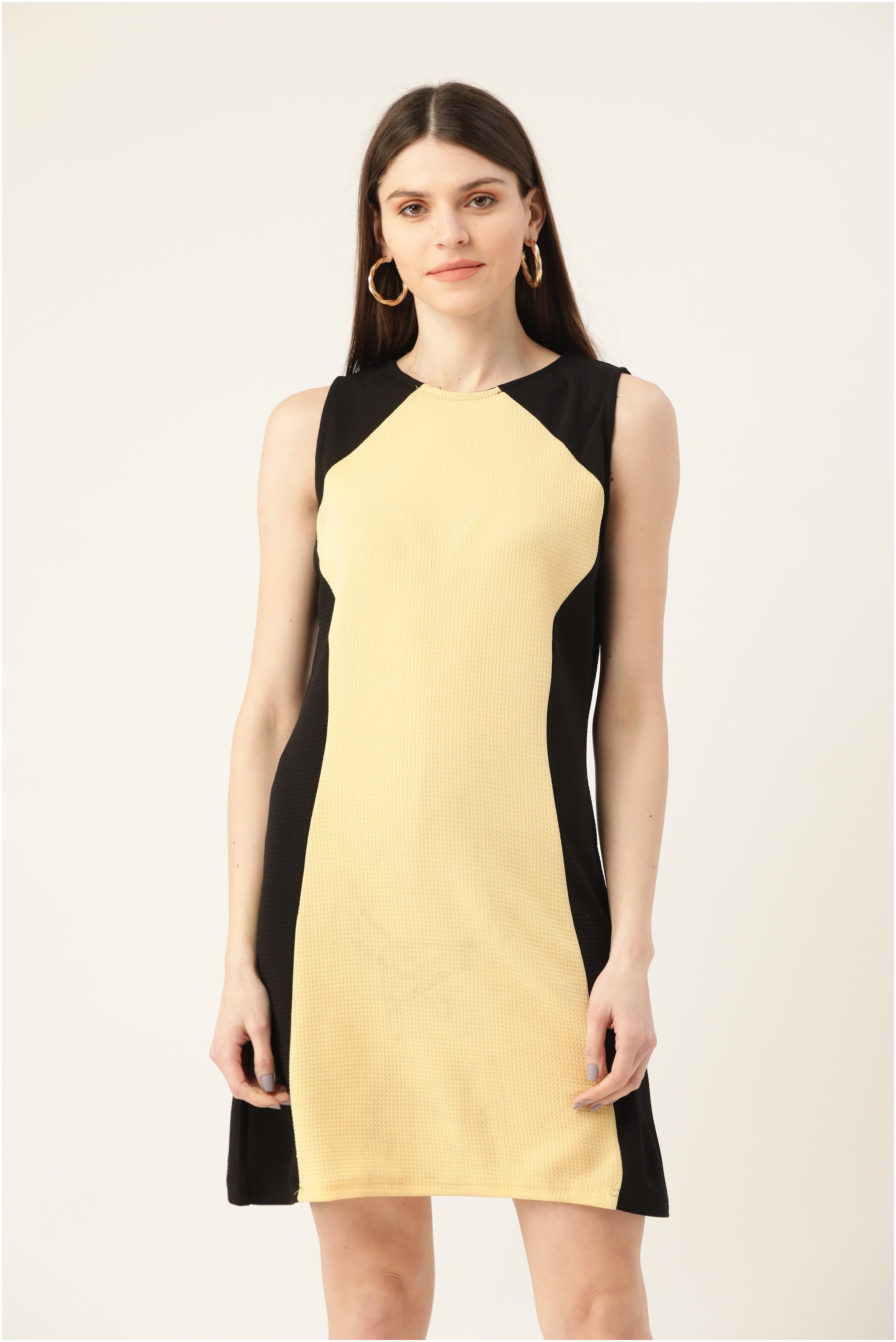 

TAARUUSH Beige Colorblocked Sheath dress