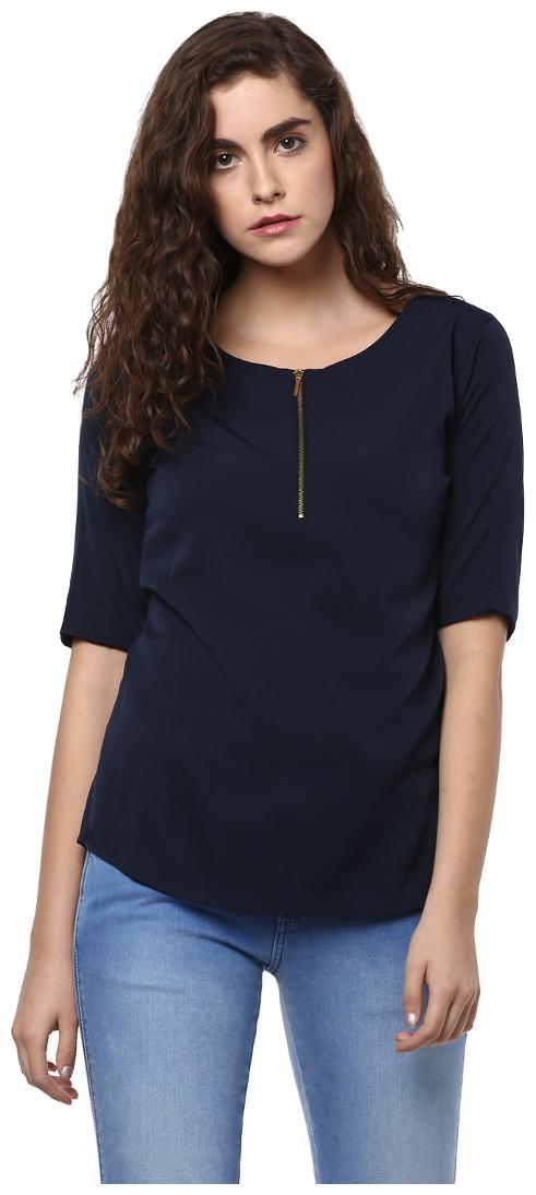 

TAARUUSH Women Solid A-line top - Blue