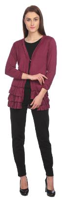 

Taaruush WOMEN S PINK VISCOSE FULL SLEEVE HIP LENGTH REGULAR SHAWL COLLAR SHRUG PLAIN SOLID SHRUG