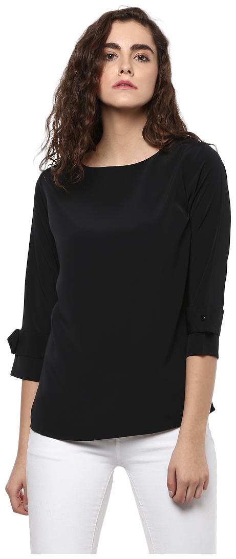 

TAARUUSH Women Printed A-line top - Black