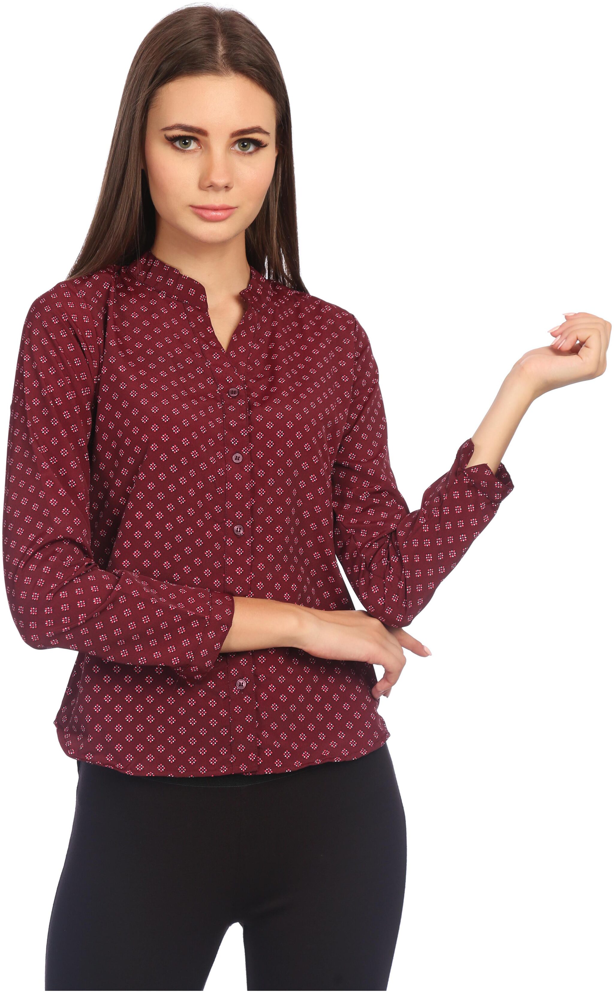 

TAARUUSH Women Maroon Printed Regular Fit Shirt