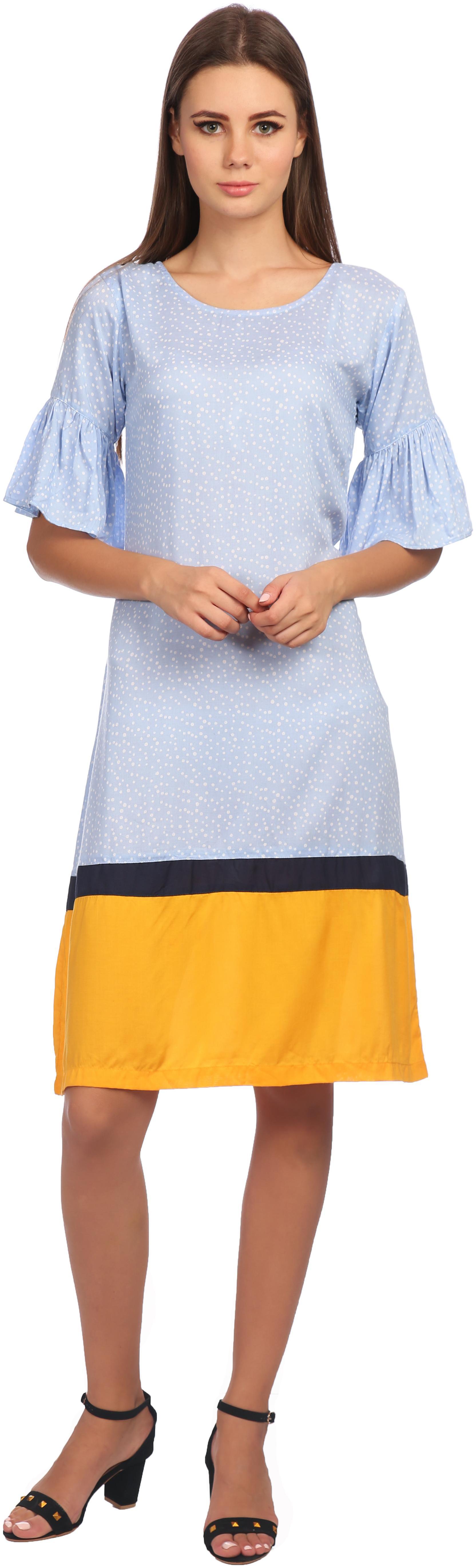 

TAARUUSH Blue Solid A-line dress