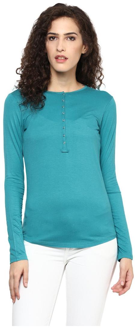 

TAARUUSH Women Blue Regular fit Round neck Polyester T shirt