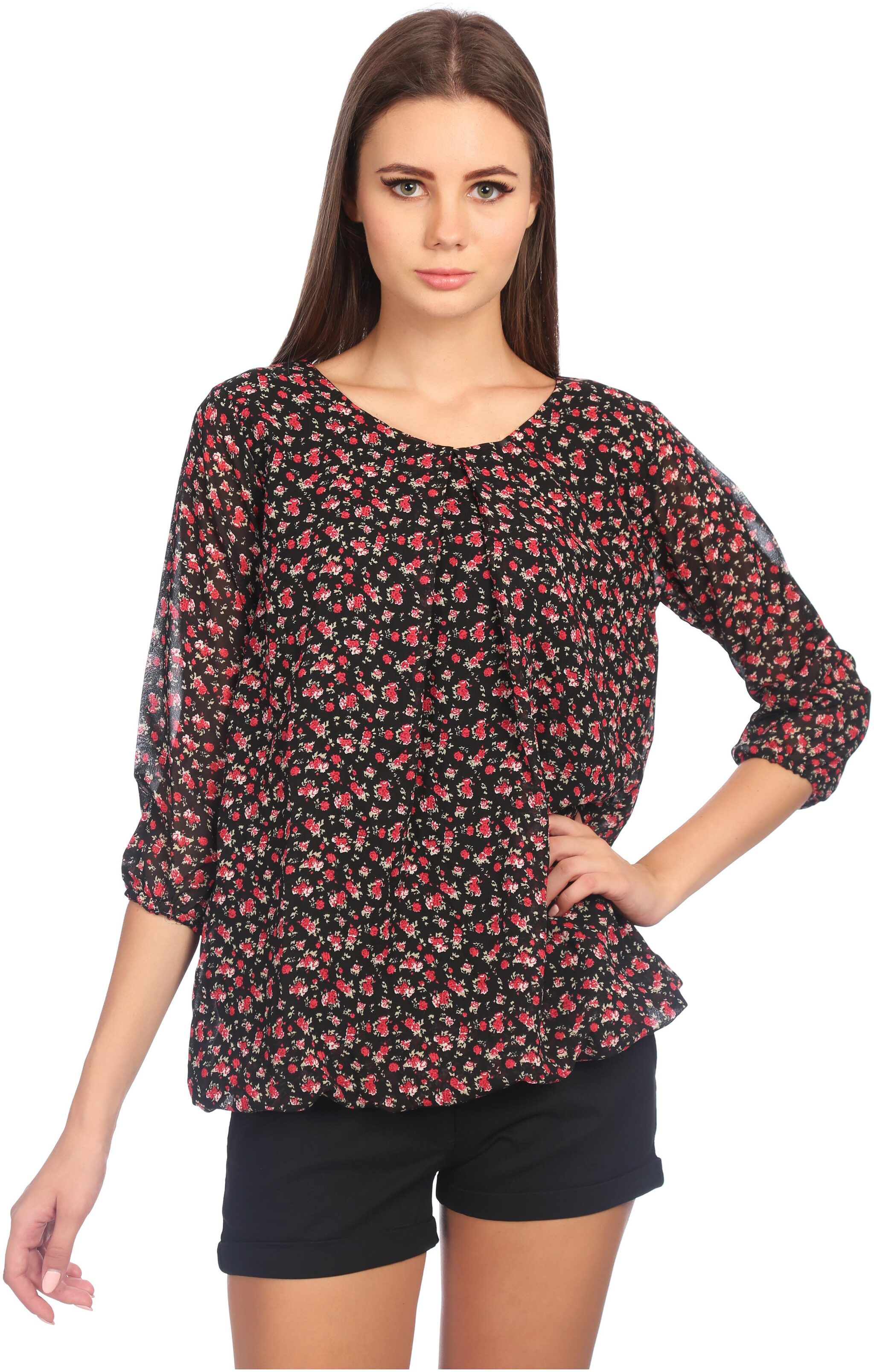 

TAARUUSH Women Printed Regular top - Black