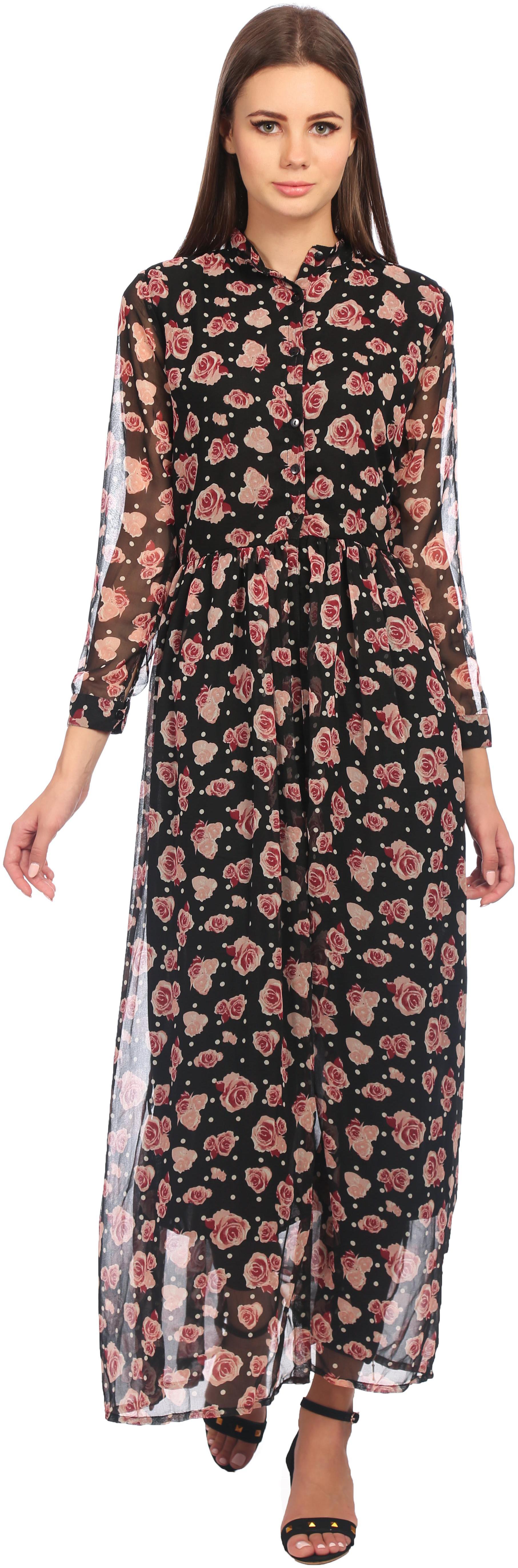 

TAARUUSH Black Floral Maxi dress