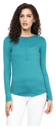 

TAARUUSH Women Blue Regular fit Round neck Polyester T shirt