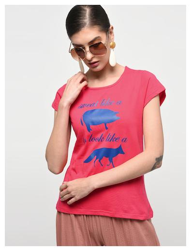 

TAARUUSH Women Crepe Regular Top Red color