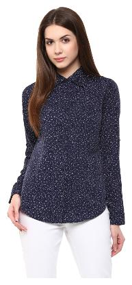

TAARUUSH Women Blue Solid Regular Fit Shirt