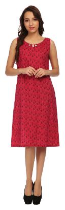 

TAARUUSH Pink Solid A-line dress