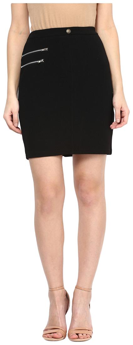 

TAARUUSH Printed A-line skirt Mini Skirt - Black