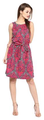 

TAARUUSH Pink Printed A-line dress