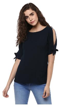 

TAARUUSH Women Printed A-line top - Blue