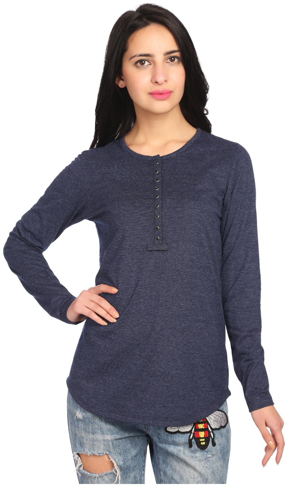 

TAARUUSH Women Grey Regular fit Round neck Polyester T shirt